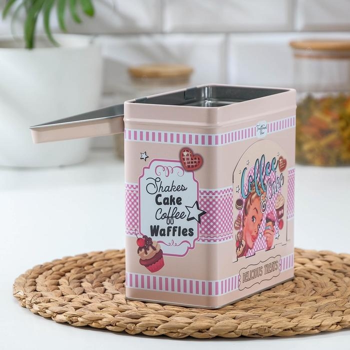 Банка для сыпучих продуктов Cake, 16×9,5×17,5 см, с окошком, цвет розовый
