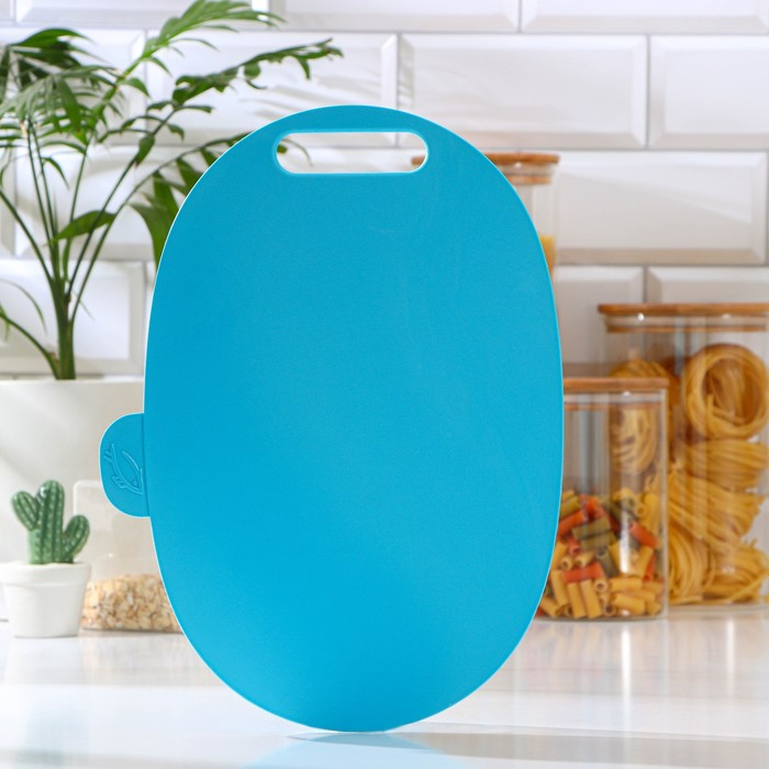 Набор разделочных досок, 4 шт, 30×22×7 см, размер 1 доски 29×19,5 см, овальные, с маркерами, на подставке