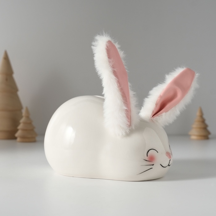 Копилка керамика Копилка керамика "Румянный кролик с мягкими ушками" 8,8х13,2х7 см