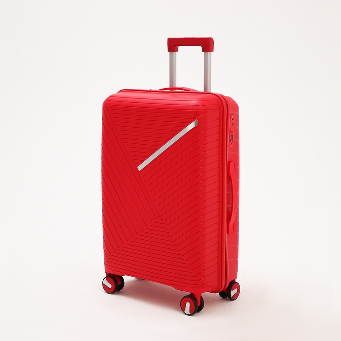 Чемодан средний 69 л (M), отдел на молнии, кодовый замок, 4 колеса, цвет красный Чемодан средний 69 л (M), отдел на молнии, кодовый замок, 4 колеса, цвет красный