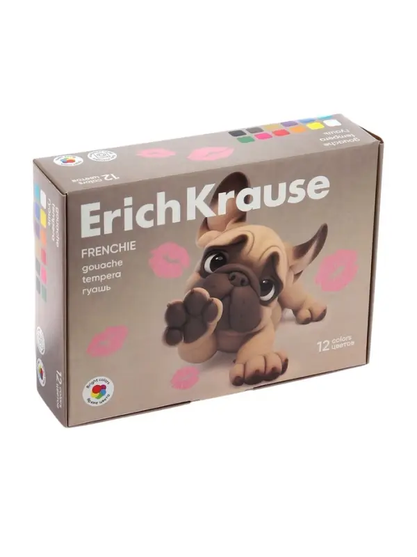 Гуашь 12 цветов ErichKrause Frenchie, 17 мл