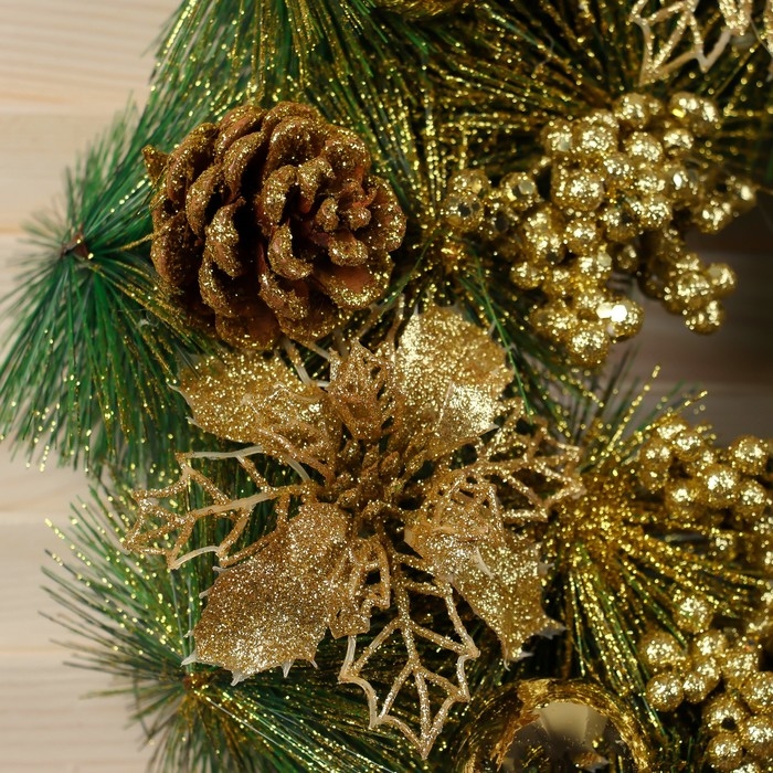 Венок новогодний d-30 см  Венок новогодний d-30 см "Фестиваль блеска" резные цветы