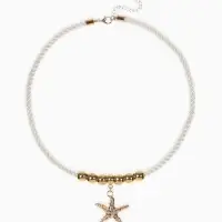 Кулон на шнурке &laquo;Морская звезда&raquo;, L=45 см, цвет бело-золотой