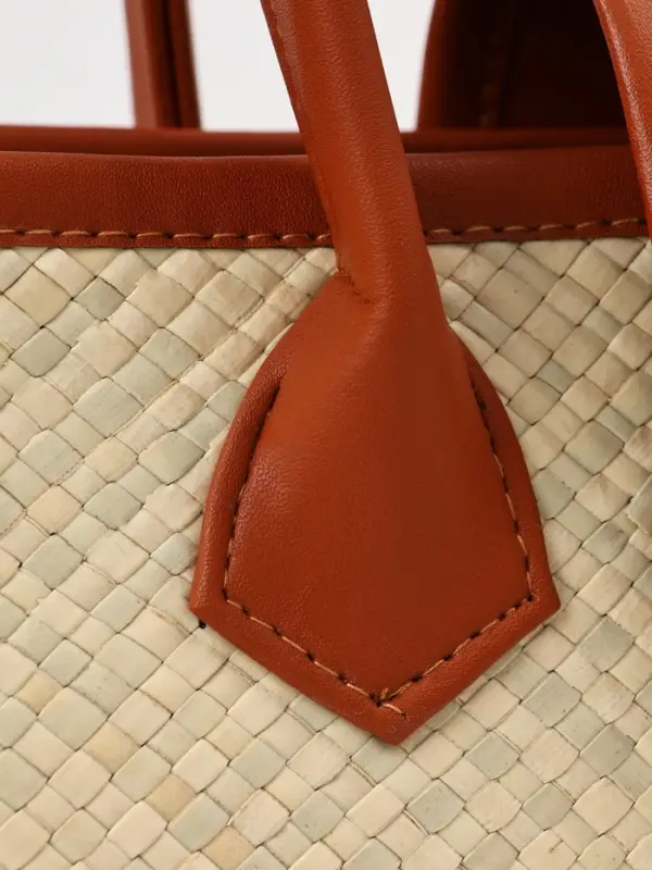 Сумка плетёная на застёжке из пандана, 30&times;10&times;35 см, бежево-коричневая