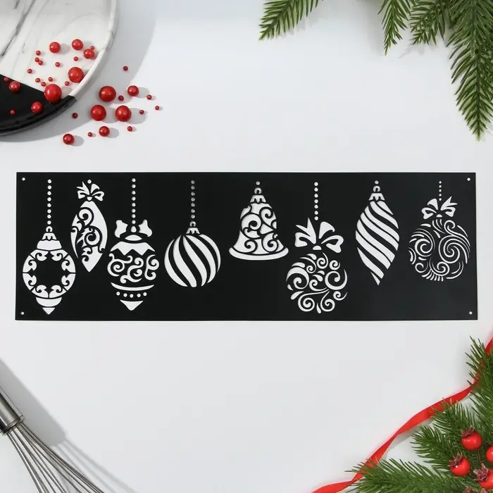 Трафарет для торта новогодний «Игрушки», 32×10 см, пластик Трафарет для торта новогодний «Игрушки», 32×10 см, пластик