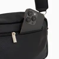 Сумка женская кросс-боди TEXTURA на молнии, 21&times;7&times;13 см, чёрная