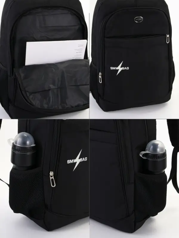 Рюкзак школьный, 4 кармана, 35&times;18&times;50 см, чёрный