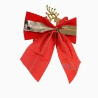 Ёлочные игрушки 3 шт. &laquo;Зимнее волшебство. Бант с оленем&raquo; пластик, 10&times;10 см, золотисто-красный