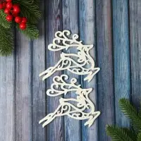 Ёлочные игрушки 2 шт. &laquo;Зимнее волшебство. Олень люкс&raquo; пластик, 11&times;11 см, белый