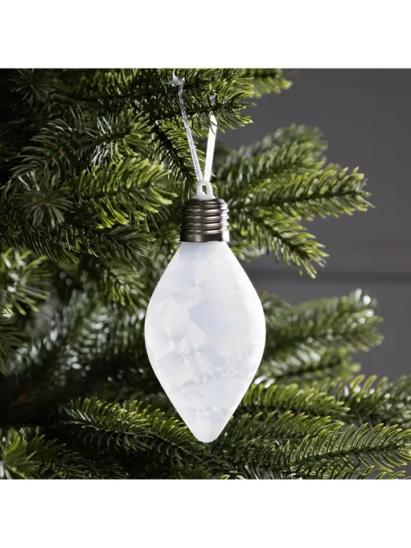 Ёлочный шар &laquo;Снежный шар&raquo;, 7&times;14 см, 1 LED, от батареек LR44&times;3, свечение тёплое белое