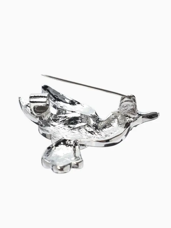 Брошь &laquo;Птица&raquo; голубка, цветная в серебре