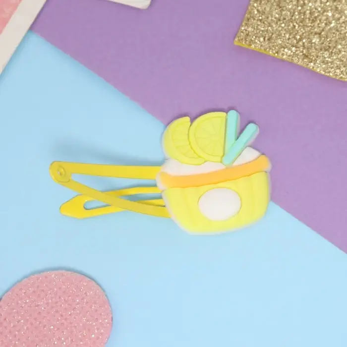 Невидимка для волос "Адель" (набор 2 шт) лимонное лакомство, 5,5 см, жёлтый