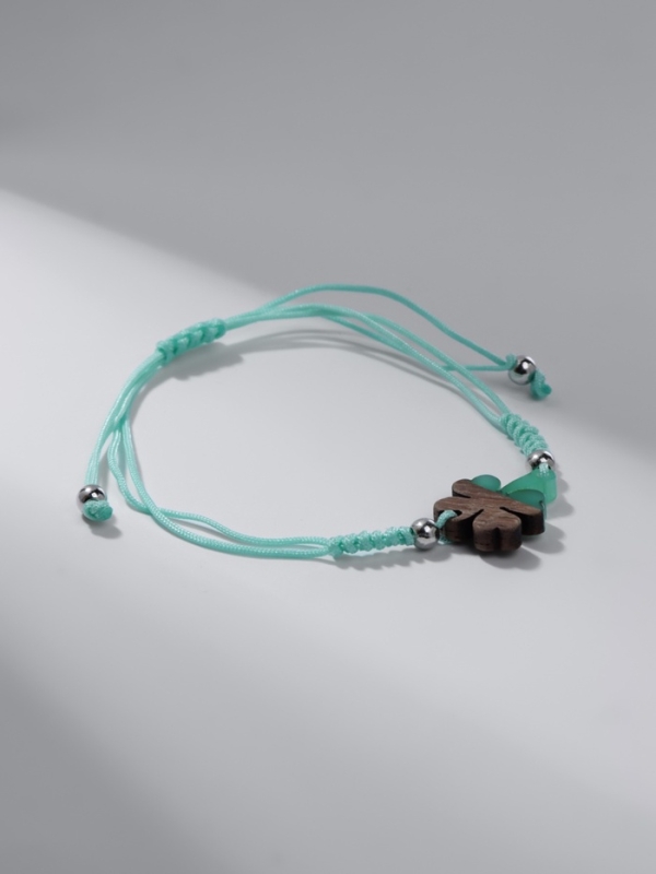 Браслет-оберег «Клевер» на нити, цвет зелёно-коричневый