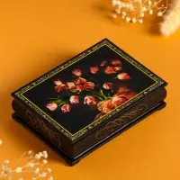 Шкатулка «Тюльпаны», 10×14 см, лаковая миниатюра