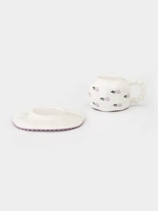 Чайная пара "Фиолетовая роза" блюдце 16х1,5 см, чашка  13х10х7 см