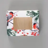 Коробка подарочная новогодняя, складная 10&times;8&times;3.5 см &laquo;Снегири&raquo;