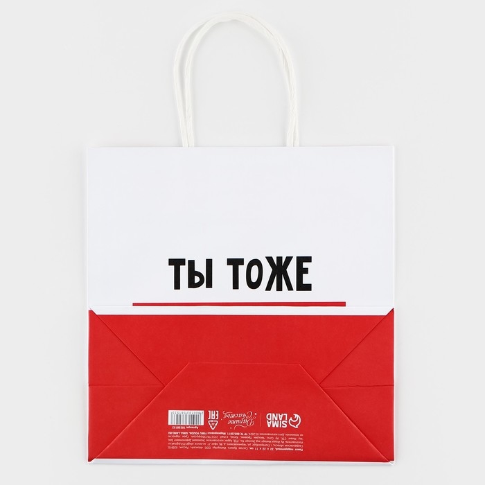 Пакет подарочный новогодний «Ты тоже не подарок», 22 х 22 х 11 см Пакет подарочный новогодний «Ты тоже не подарок», 22 х 22 х 11 см