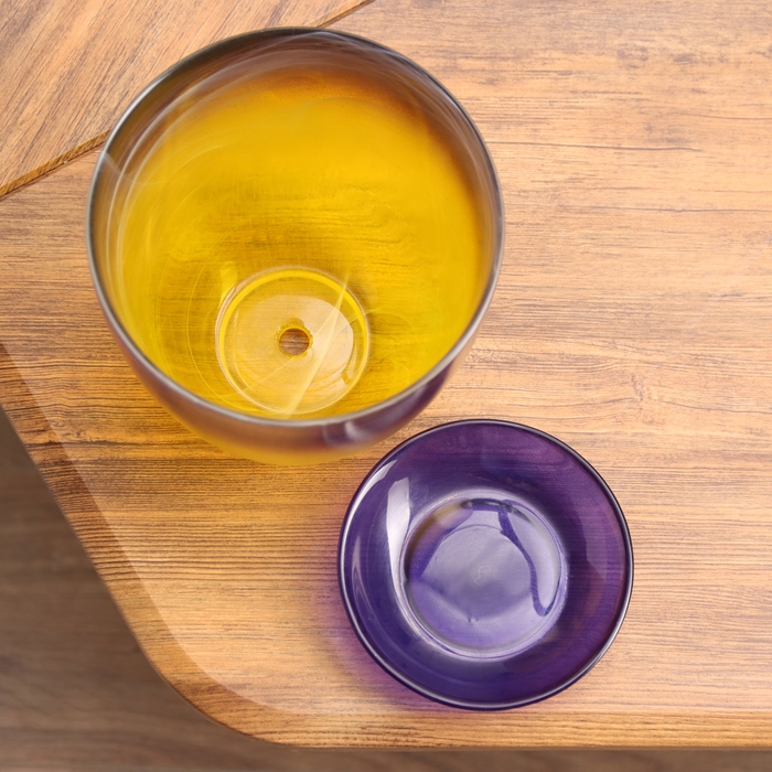 Горшок цветочный с поддоном №3  Горшок цветочный с поддоном №3 "Алеб" желто-фиолетовый, 1 л