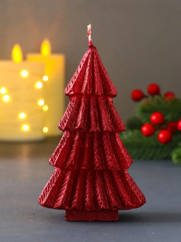 Свеча "Ёлка геометрия" 80*120 мм, лак, красная