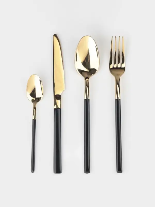 Столовые приборы Magistro &laquo;Версаль&raquo;, 4 предмета, нержавеющая сталь, золотистые, чёрные