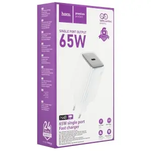 Переходник сетевого зарядного устройства на Type-С PD65W N48 HOCO белый