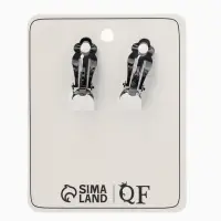 Серьги клипсы для ушей QF &laquo;Овал&raquo;, цвет серебро, серый