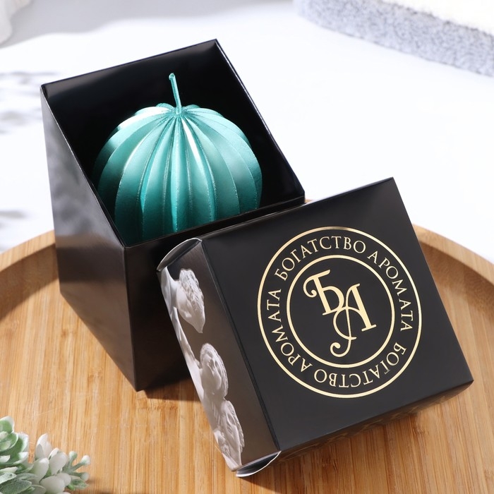 Свеча фигурная  Свеча фигурная "Шар граненый", 6,5х6,5 см, тиффани, в коробке