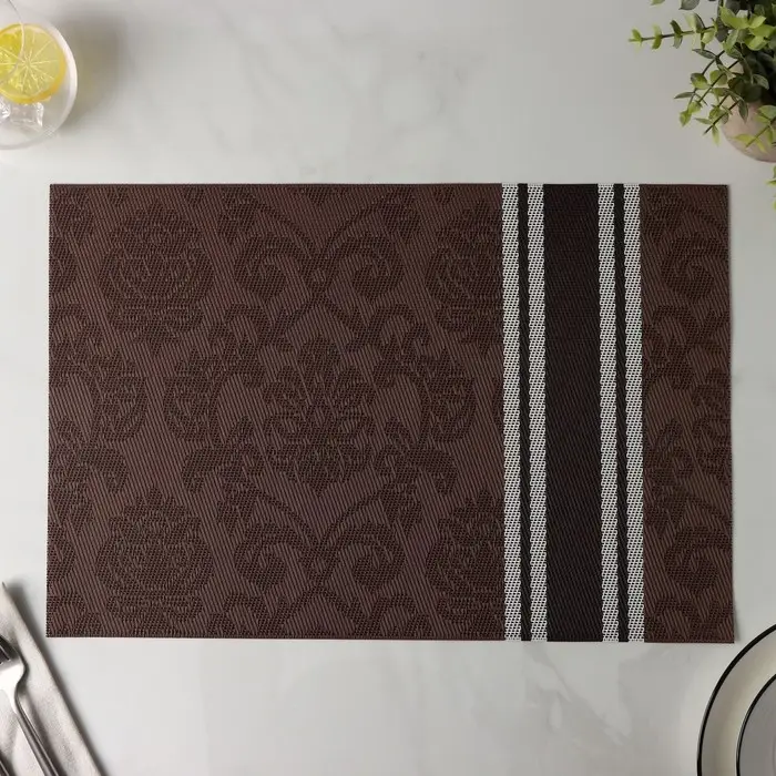 Салфетка сервировочная на стол «Вензеля», 45×30 см, цвет коричневый
