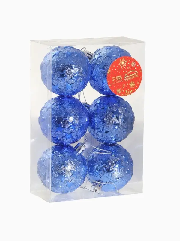 Ёлочные игрушки &laquo;Звёздная ночь&raquo;, шары новогодние, d=6 см, набор 6 шт., синий