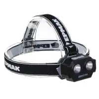 Фонарь налобный тм ЕРМАК, 2 P30 LED +3 SMD, 5 режимов, 1200мАч, 7,2х4,8х4см, USB кабель, пластик