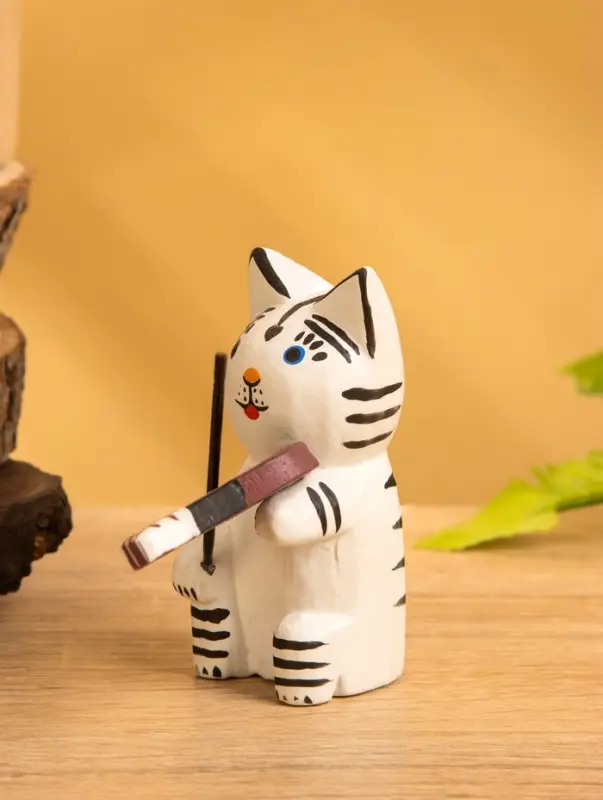 Сувенир «Кот скрипач», 3.5×8×8 см, дерево, белый