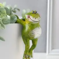 Сувенир полистоун на кашпо "Улыбающийся лягушонок" 11,5х5х6 см