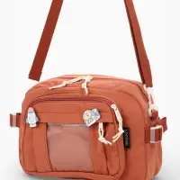 Сумка молодёжная на молнии, со значками, 23&times;5.5&times;16 см, рыжая