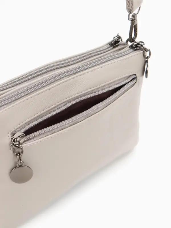 Сумка женская кросс-боди на молнии, 20.5&times;2&times;13 см, серая
