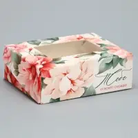 Кондитерская упаковка, коробка с ламинацией &laquo;Цветочный&raquo;, 10&times;8&times;3.5 см