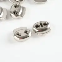 Фиксатор двойной для шнура, d=4 мм, 18&times;20 мм, 10 шт., пластик, серебряный
