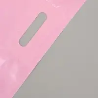 Пакет с вырубной усиленной ручкой ПВД 40х50 45 мкм Розовый