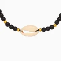 Браслет "Моана" камень пирит, длина 16 см, цв. чёрный