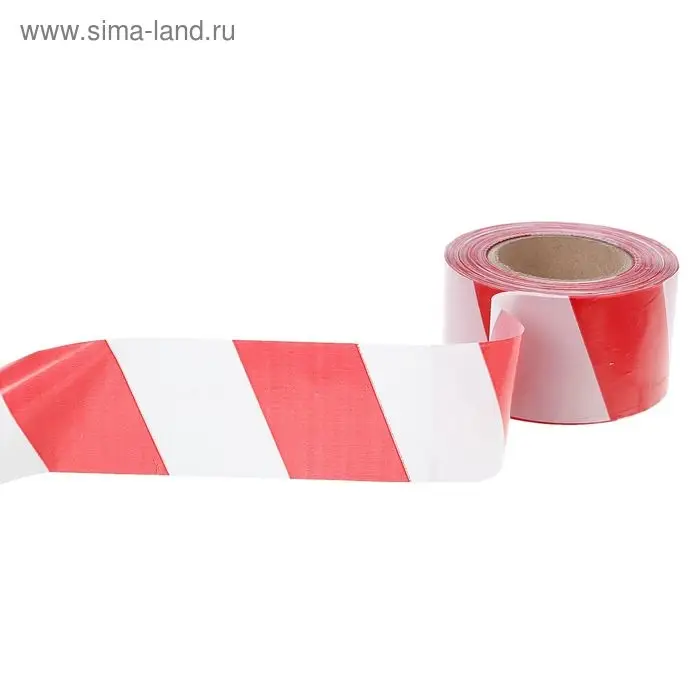 Лента сигнальная &laquo;Оградительная&raquo;, 250 м, ширина 7.5 см, толщина 35 мкм, красная, белая