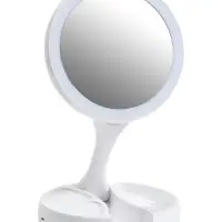 Зеркало настольное с подсветкой KZ-09, 30&times;16&times;16 см, увеличение х 10, USB, белое