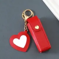 Брелок кожзам с карабином, с зеркалом "Для помады" красный 9,2х3х3,5 см