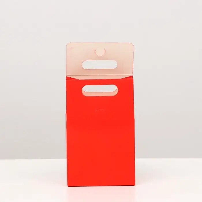Коробка - пакет с ручкой, красная, 15×10×6 см
