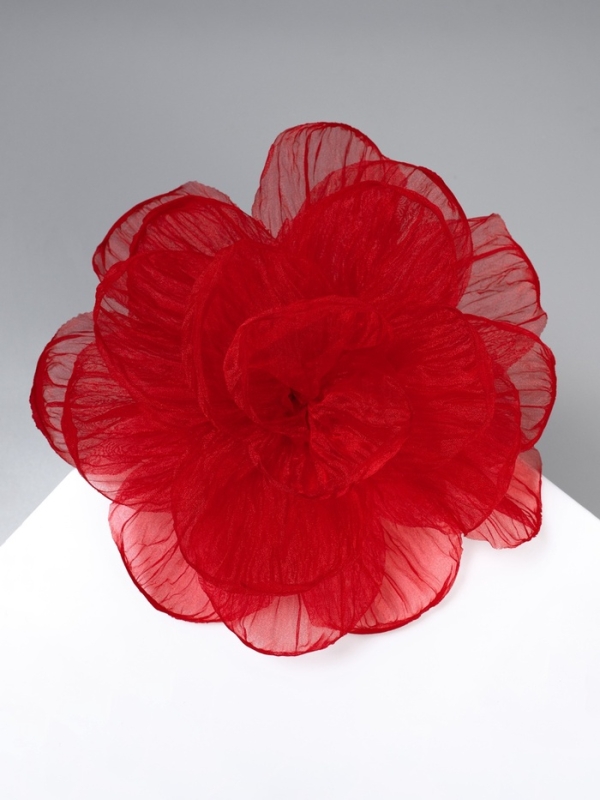 Брошь текстильная «Цветок» объемный, невесомый,цвет красный Брошь текстильная «Цветок» объемный, невесомый,цвет красный