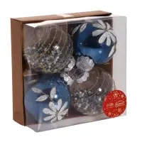 Ёлочные игрушки &laquo;Вивьен&raquo;, шары новогодние, d=8 см, набор 4 шт., бело-синий