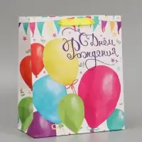Пакет подарочный ламинированный, упаковка, &laquo;С Днём Рождения!&raquo;, ML 23&times;27&times;11.5 см