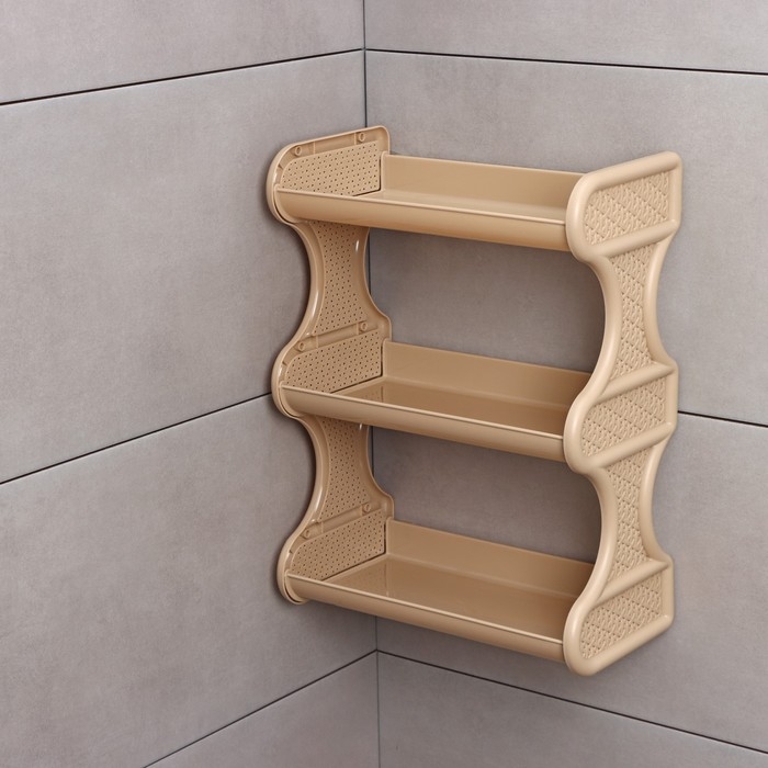 Полка для ванной комнаты Rattan, 3-х ярусная, 32×17×41,8 см, цвет морской песок Полка для ванной комнаты Rattan, 3-х ярусная, 32×17×41,8 см, цвет морской песок