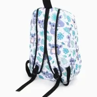 Рюкзак школьный на молнии, с принтами, карманами, размер 28&times;14&times;43 см, белый