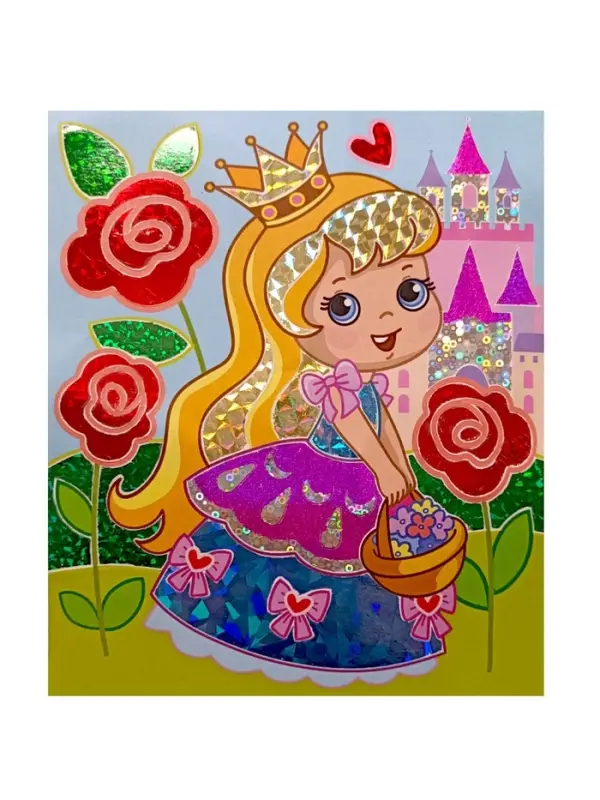 Набор для творчества. Аппликация фольгой "Принцесса" размер 138х165 мм (конверт, 6 цв)