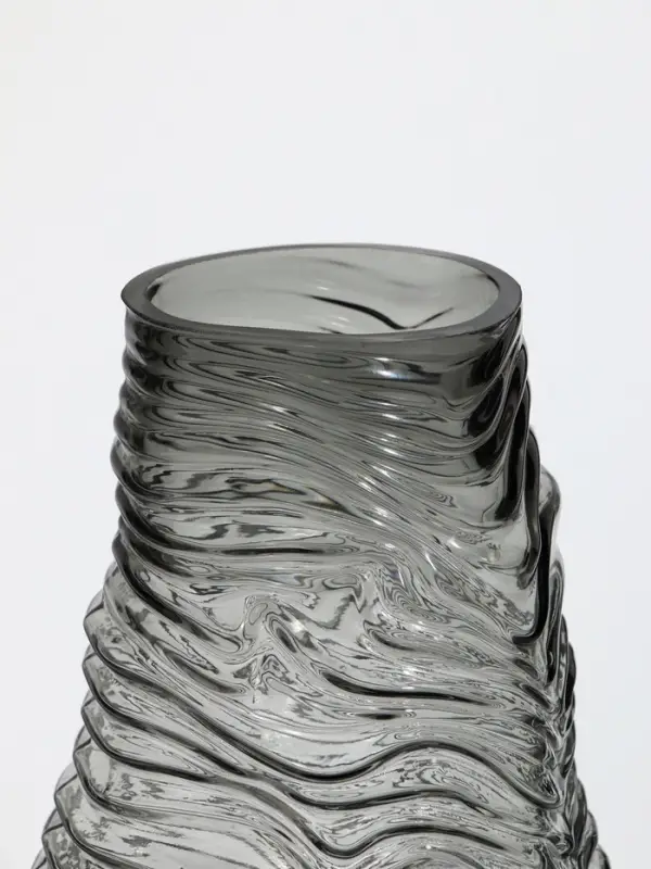 Ваза стекло настольная  Ваза стекло настольная "Ванесса" полосы, 30х12 см, серый