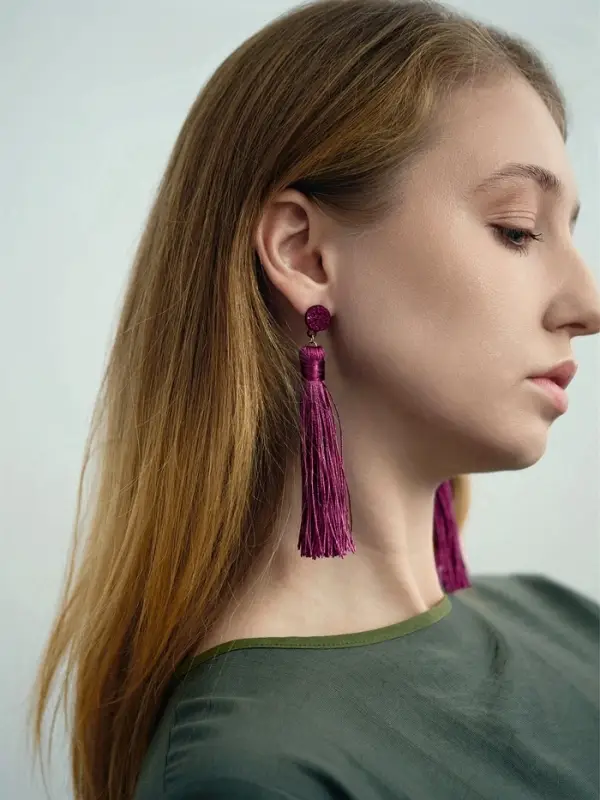 Серьги &laquo;Кисти&raquo; гармония, фиолетовые, L кисти 8.5 см